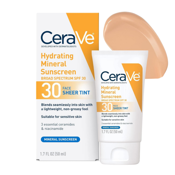 Cerave Hydrating mineral Sunscreen face SPF 30 Sheer Tint