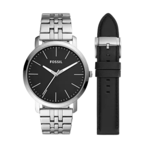 Set Reloj Fossil Correa Negra BQ2466