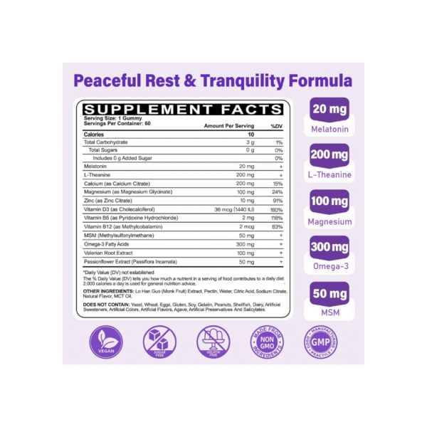 Melatonina 20mg para Adultos 60 und - Imagen 2