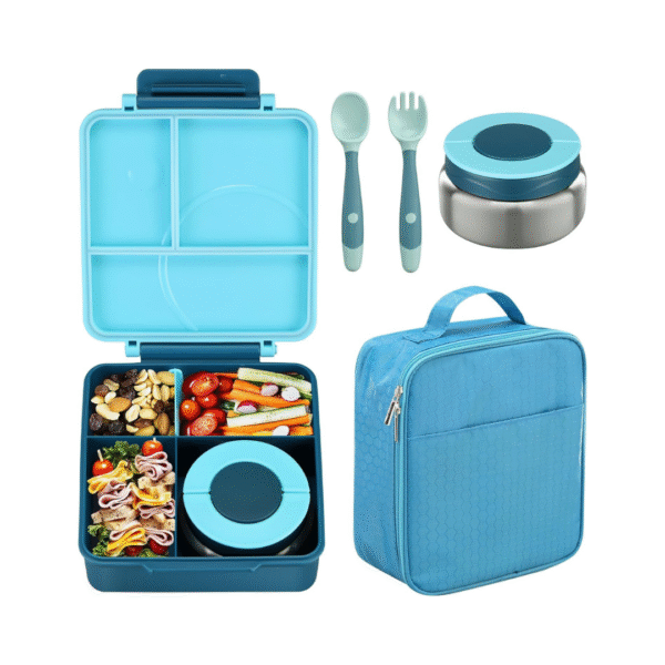 Set Lonchera Plástica con Taza Térmica