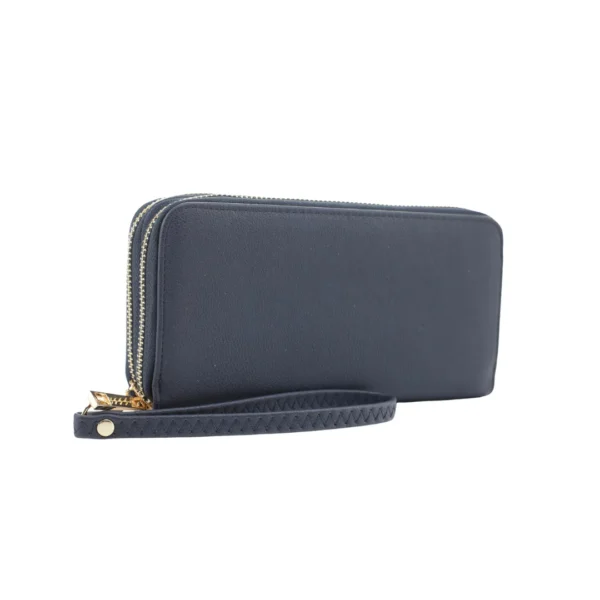 Cartera doble de zipper Azul