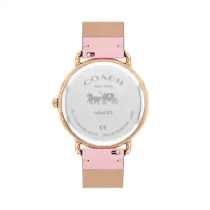 Reloj Coach con correa rosa y diseño elegante, resistente al agua y de acero inoxidable, ideal para.