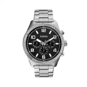 Reloj Fossil BQ2797 con esfera negra y caja de acero inoxidable, ideal para estilo y funcionalidad.