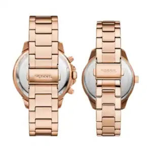 Reloj de pulsera de mujer en oro rosa con correa de acero inoxidable, elegante y moderno.