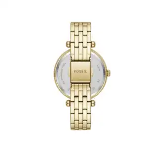 Reloj Fossil de pulsera dorada, diseño clásico y sofisticado para mujer.