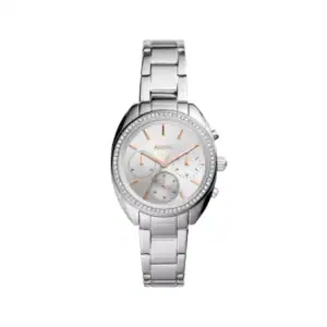 Reloj Fossil BQ3657 con diseño sofisticado, pulsera de acero inoxidable y detalles en dorado, ideal.