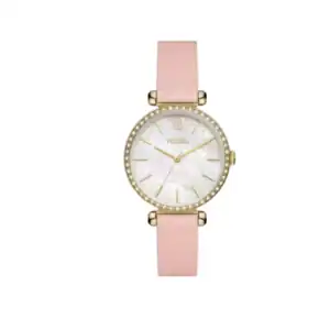 Reloj Fossil BQ3936 con esfera de nácar y correa rosa, ideal para ocasiones especiales y uso diario.