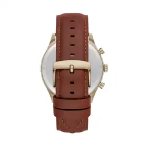 Reloj de pulsera con correa de cuero marrón y esfera clásica, ideal para estilo elegante y casual.