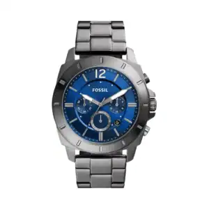 Reloj Fossil BQM2816 con esfera azul y correa de acero inoxidable, ideal para estilo casual y formal.
