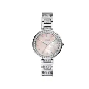 Reloj Fossil BQW3182 con esfera de nácar y pulsera de acero con cristales, ideal para ocasiones form.