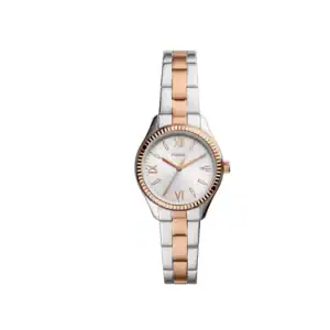 Reloj Fossil BQW3928 con diseño elegante y moderno, ideal para mujer, combina acero y oro rosa.