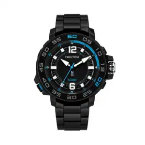Reloj Náutica NAPCNF109, reloj deportivo y elegante con caja negra y detalles en azul, ideal para am.