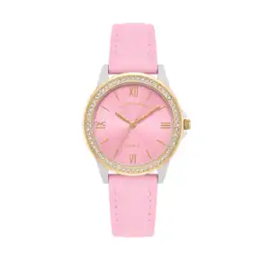 Reloj de pulsera US Polo Assn con esfera rosa y detalles dorados, ideal para un estilo elegante y ju.