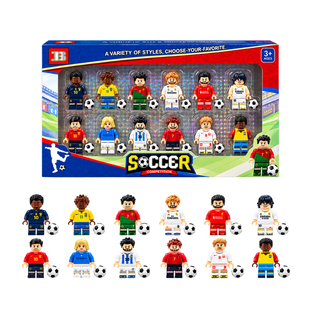 Set Figuras Legos 12 piezas Futbolistas